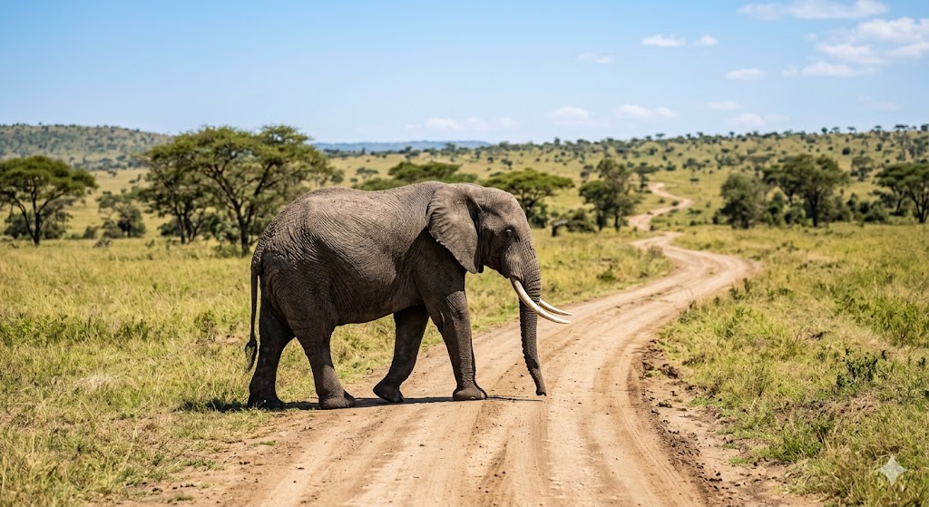 Lone elephant spotted in broad daylight